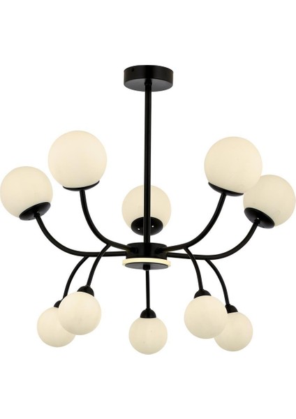 AV-60386-10BSY Siyah Boyalı Modern Avize G9 Metal Cam 80cm
