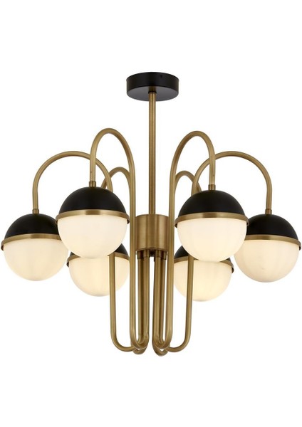 AV-60387-6E Siyah/Eskitme Boya/Kaplama Modern Avize E27 Metal Cam 60cm