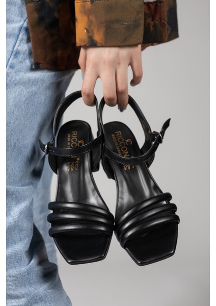 Siyah Kadın Topuklu Sandalet 0012355 fiyatları