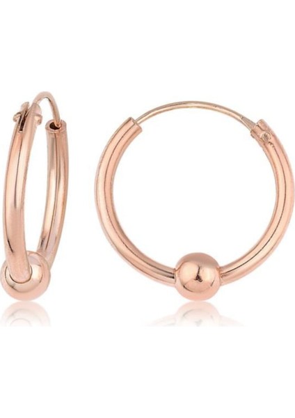 Kadın 925 Gümüş Mini Toplu Rose Halka Küpe