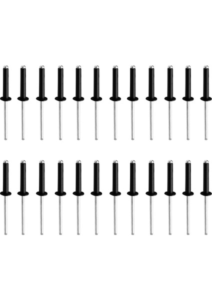 24PCS Siyah Alüminyum Perçin Açık Uç Kör Perçinler 5mm x 8/10/12/14/16/20/25MM M5X16 (Yurt Dışından)