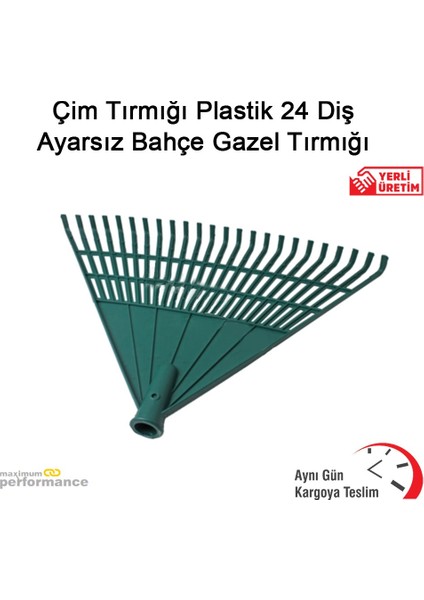 OKÇU KARDEŞLER YAPI MARKET Çim Tırmığı Plastik 24 Diş Ayarsız Bahçe Gazel Tırmığı