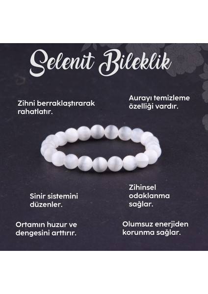 Osmanlı Doğaltaş Selenit Doğal Taş Bileklik 8 mm - B804