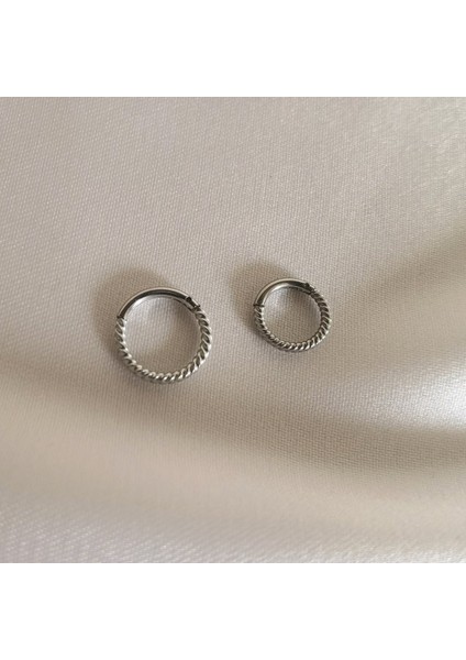 Cerrahi Çelik Burgulu Halka Piercing- Halka Çap 8 mm ve 6 Mm- 2 Adet