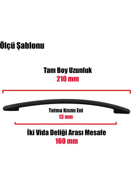 Samuray Çekmece Dolap Kapak Kulpu Kulbu 160 Mm Mat Siyah Metal