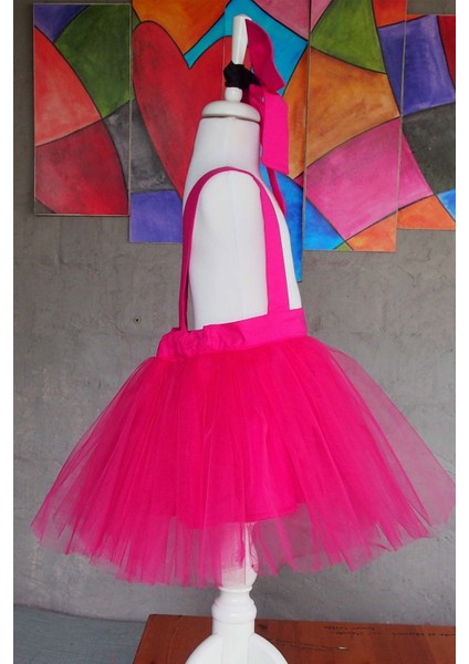 Fuşya Kız Çocuk Tütü Elbise Bandana Takım 1-8 Yaş fiyatları