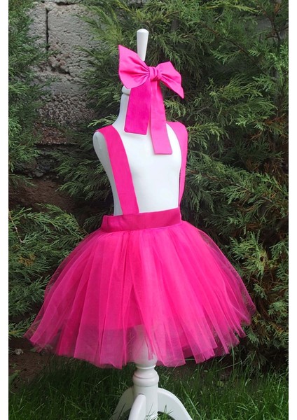 Fuşya Kız Çocuk Tütü Elbise Bandana Takım 1-8 Yaş modelleri