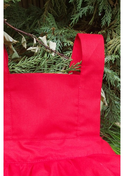 Kırmızı Kız Çocuk Tütü Elbise Bandana Takım 1-8 Yaş