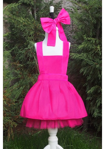 Fuşya Kız Çocuk Tütü Elbise Bandana Takım 1-8 Yaş