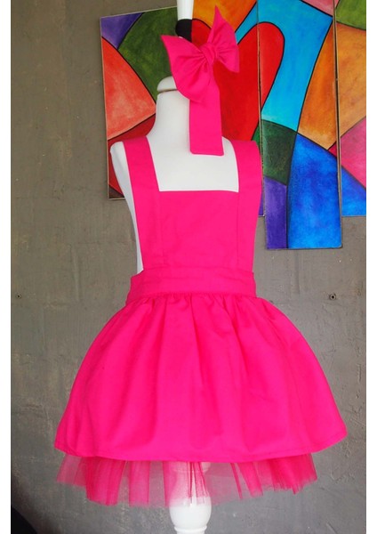 Fuşya Kız Çocuk Tütü Elbise Bandana Takım 1-8 Yaş modelleri