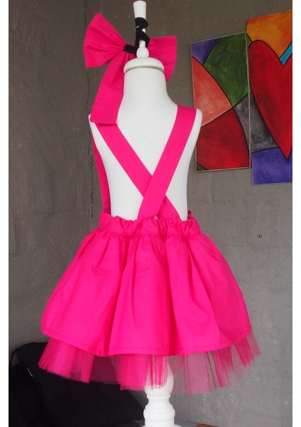 Fuşya Kız Çocuk Tütü Elbise Bandana Takım 1-8 Yaş fırsatları