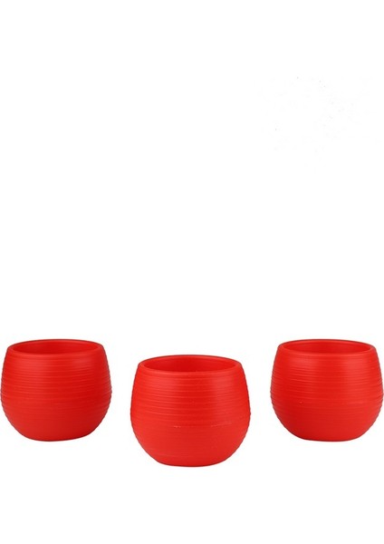 Yeşim 3 Adet Saksı Set Kırmızı