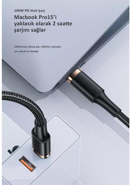 Usams US-SJ553 U72 Type-C To Type-C 5k 60HZ 0.8m 100W Usb4 Ses,görüntü,data Aktarma Kablosu