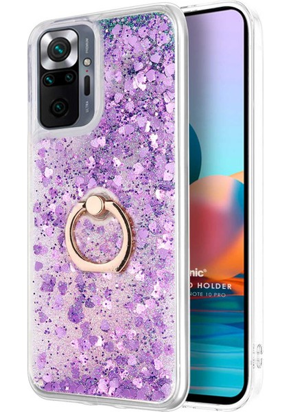 Xiaomi Redmi Note 10 Pro Max Kılıf Glitter Liquid Holder Mor