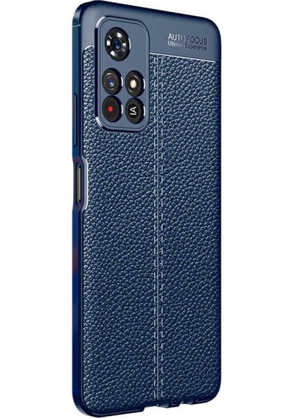 Xiaomi Redmi Note 11T Kılıf Deri Dokulu Silikon Lacivert