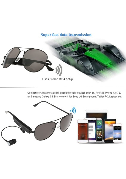 Y88 Kablosuz Kulaklık Bluetooth Kulaklık Güneş Gözlüğü Müzik Kulaklık Akıllı Gözlük Kulakiçi Mikrofonlu Hands-Free( Yurt Dışından )
