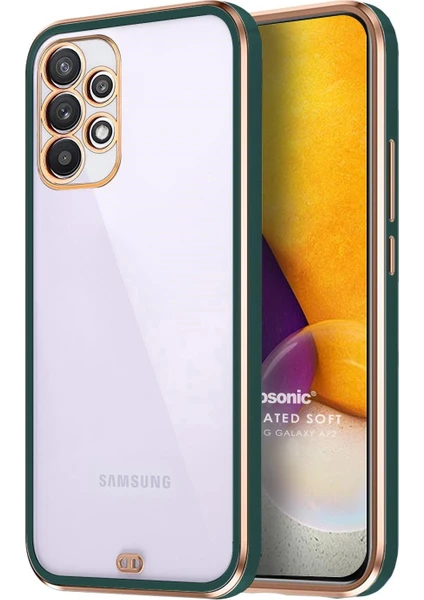 Samsung Galaxy A72 Kılıf Laser Plated Soft Koyu Yeşil