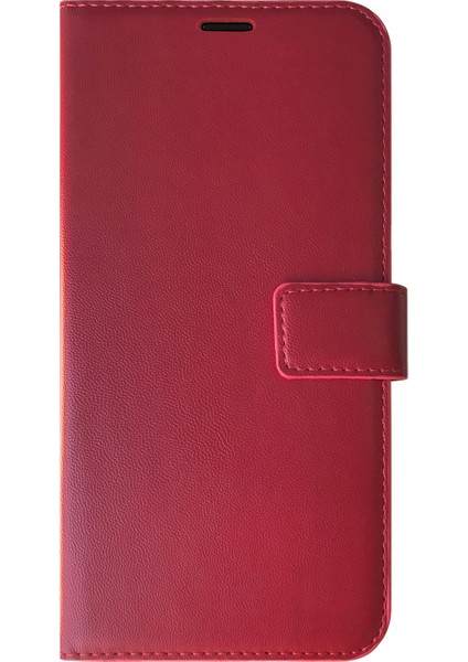 Vivo Y15S Kılıf Delux Leather Wallet Kırmızı