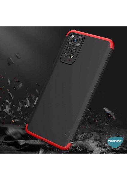Xiaomi Redmi Note 11 Kılıf Double Dip 360 Protective Siyah Gri