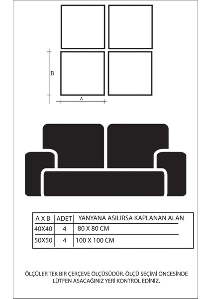Ayna Çerçeveli Dörtlü Tablo Poster Seti