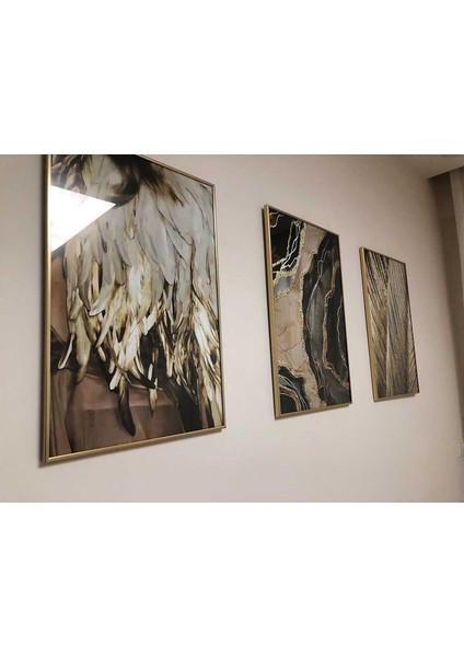 Üçlü Metal Alüminyum Çerçeveli Camlı Poster Tablo Seti