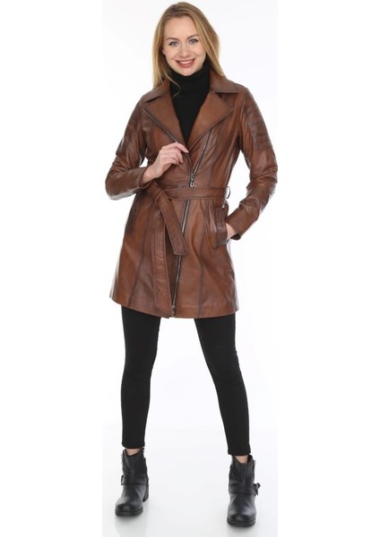 Deri Kadın Deri Mont Kahverengi Hoodie fırsatları