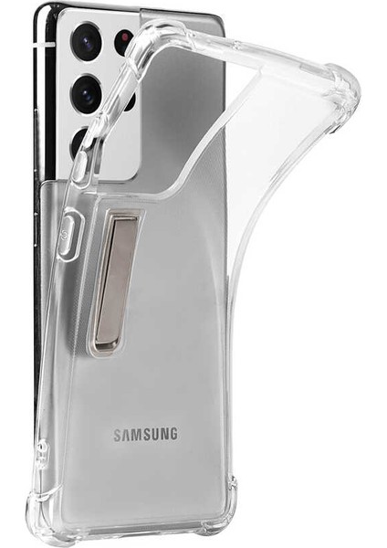 Samsung Galaxy S21 Ultra Uyumlu Kılıf Özel Üretim, Gizli Standlı Ultra Ince ve Esnek Şeffaf Pürüzsüz modelleri