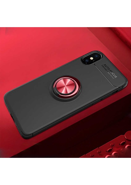Apple iPhone x Uyumlu Kılıf Standlı Manyetik Yüzüklü Esnek Yumuşak Silikon Case