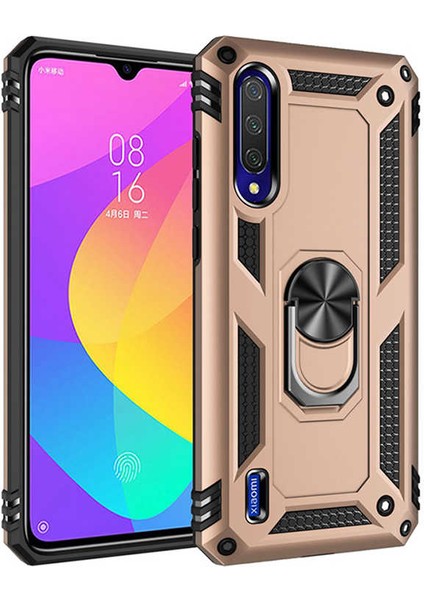 Xiaomi Mi A3 Uyumlu Kılıf Stand Yüzüklü Kapak Military Metal Solid Ring Case