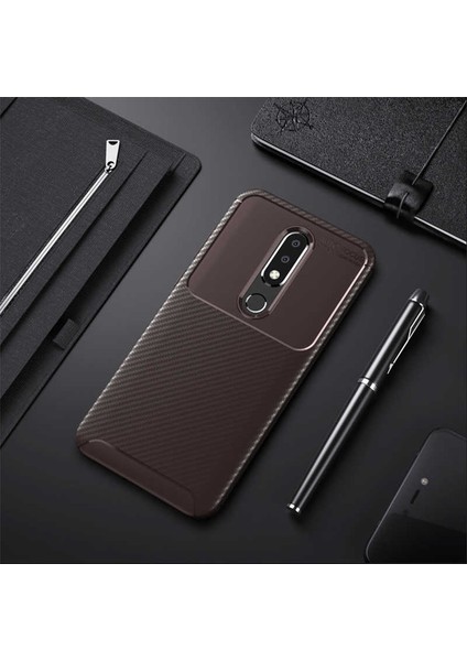 Nokia 5.1 Plus Uyumlu Kılıf Legion Series Flexible Soft Carbon Design Case
