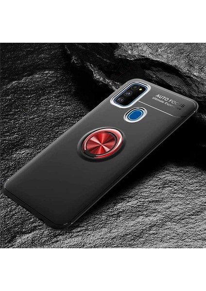 Samsung Galaxy M21 Uyumlu Kılıf Standlı Manyetik Yüzüklü Esnek Yumuşak Silikon Case