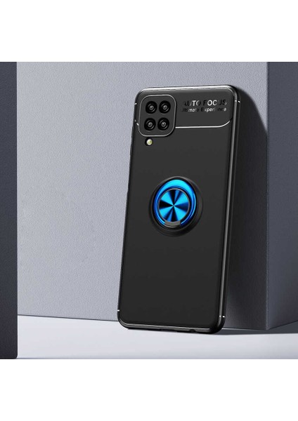 Samsung Galaxy A12 Uyumlu Kılıf Standlı Manyetik Yüzüklü Esnek Yumuşak Silikon Case