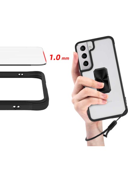 Samsung Galaxy S22 Uyumlu Kılıf Kapak Ipli Askılı, Metal Stand Yüzüklü Luxury Series Case modelleri