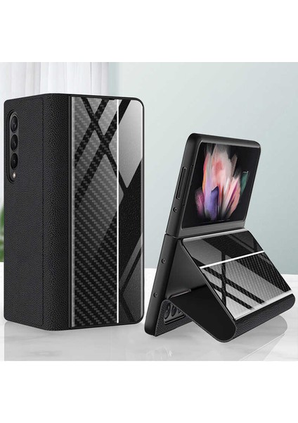 Samsung Galaxy Z Fold 3 Uyumlu Kılıf Pu-Leather Front And Back Cover Case With Stand Feature