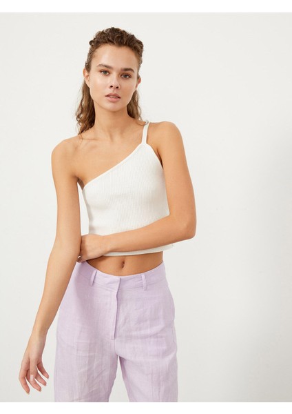 Pamuklu Slim Fit Tek Omuz Askılı Triko Atlet