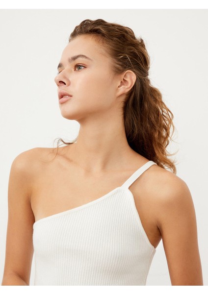 Pamuklu Slim Fit Tek Omuz Askılı Triko Atlet
