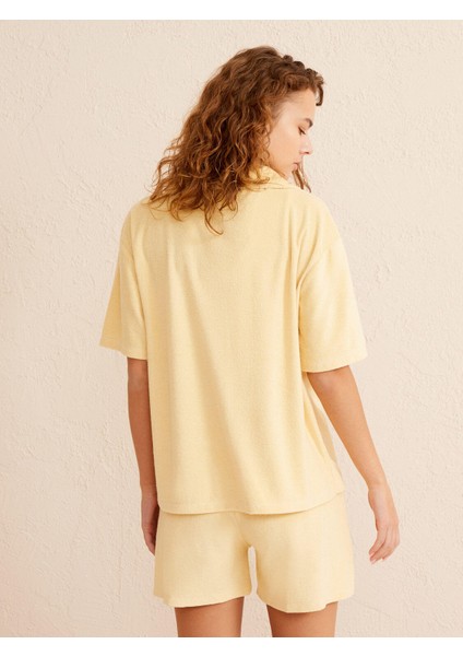 Polo Yaka Pamuklu Oversize Havlu Gömlek