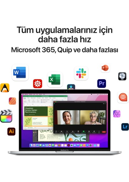 MacBook Pro M2 Çip 8GB 512GB SSD macOS 13" Taşınabilir Bilgisayar Gümüş MNEQ3TU/A
