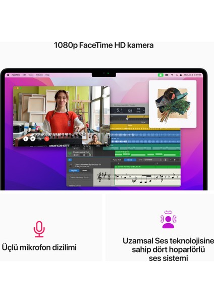 MacBook Air M2 Çip 8GB 512GB SSD macOS 13" Taşınabilir Bilgisayar Gece Yarısı MLY43TU/A