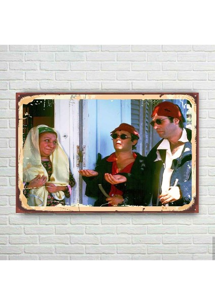 Yeşilçam Kemal Sunal Halit Akçatepe Retro Ahşap Poster