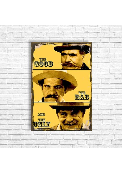 Iyi Kötü Çirkin Yeşilçam Retro Ahşap Poster
