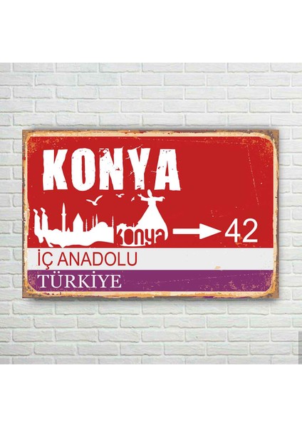 Konya Plaka Retro Ahşap Poster