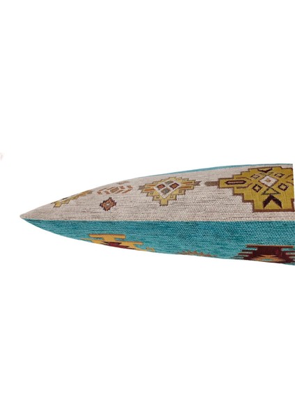 Kilim Desenli Turkuaz Kırlent Kılıfı 45CM*45CM