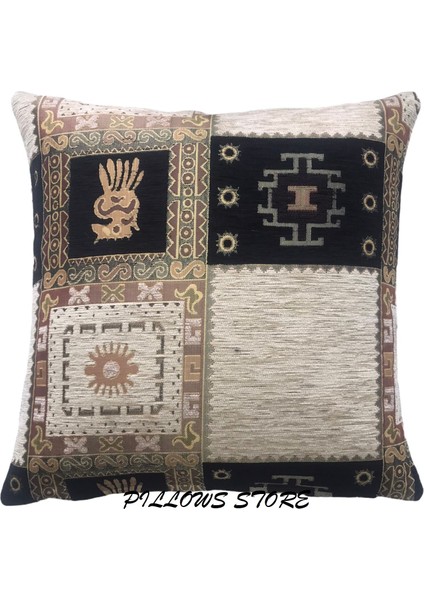 Geometrik Desenli Siyah Kırlent Kılıfı Seti 45CM*45CM -2 Adet