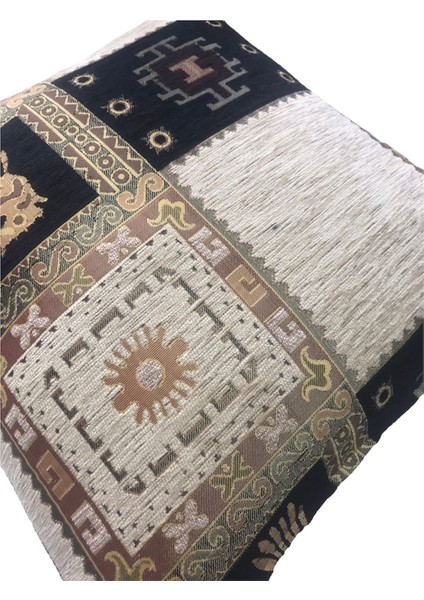 Geometrik Desenli Siyah Kırlent Kılıfı Seti 45CM*45CM -2 Adet