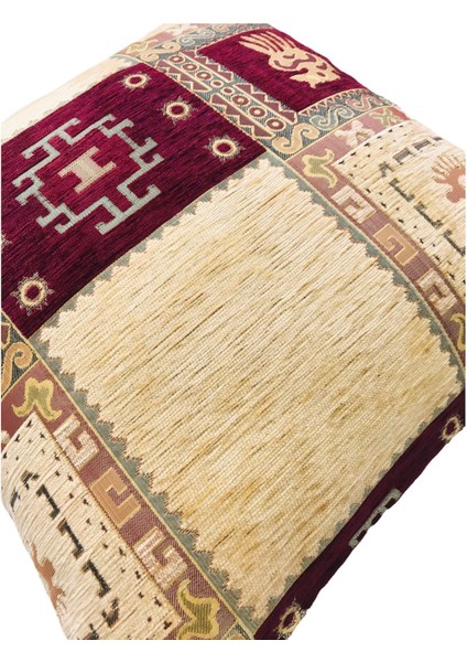 Geometrik Desenli Bordo Kırlent Kılıfı Seti 45CM*45CM -2 Adet