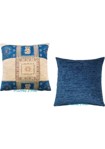 Geometrik Desenli Açık Mavi Kırlent Kılıfı Seti 45CM*45CM -2 Adet