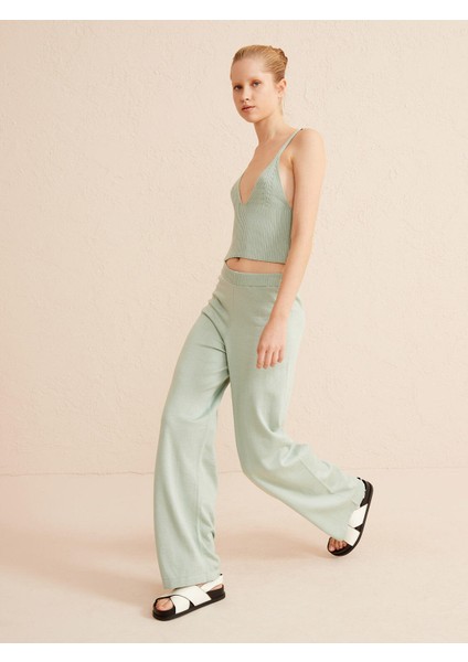 Pamuklu Beli Lastikli Regular Fit Triko Pantolon