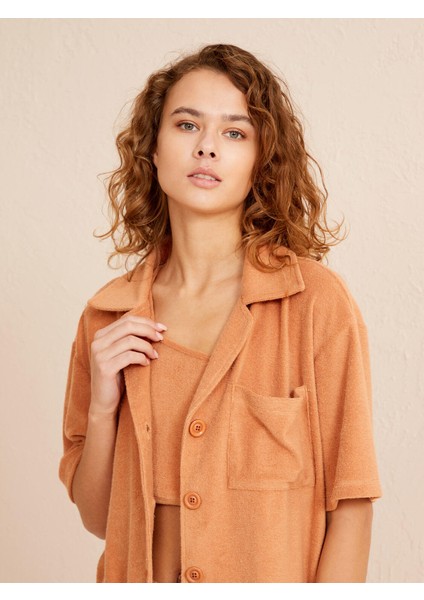 Polo Yaka Pamuklu Oversize Havlu Gömlek modelleri