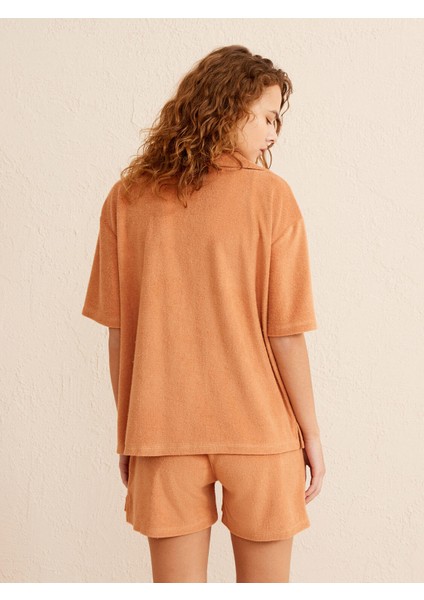 Polo Yaka Pamuklu Oversize Havlu Gömlek fırsatları